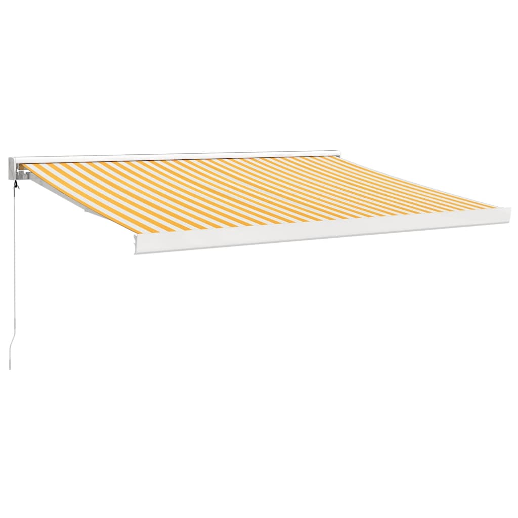 Uttrekkbar markise gul og hvit 3x2,5 m stoff og aluminium