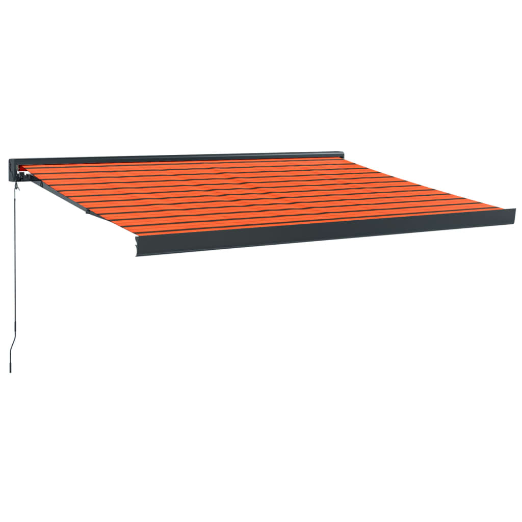 Uttrekkbar markise oransje og brun 3,5x2,5 m stoff og aluminium
