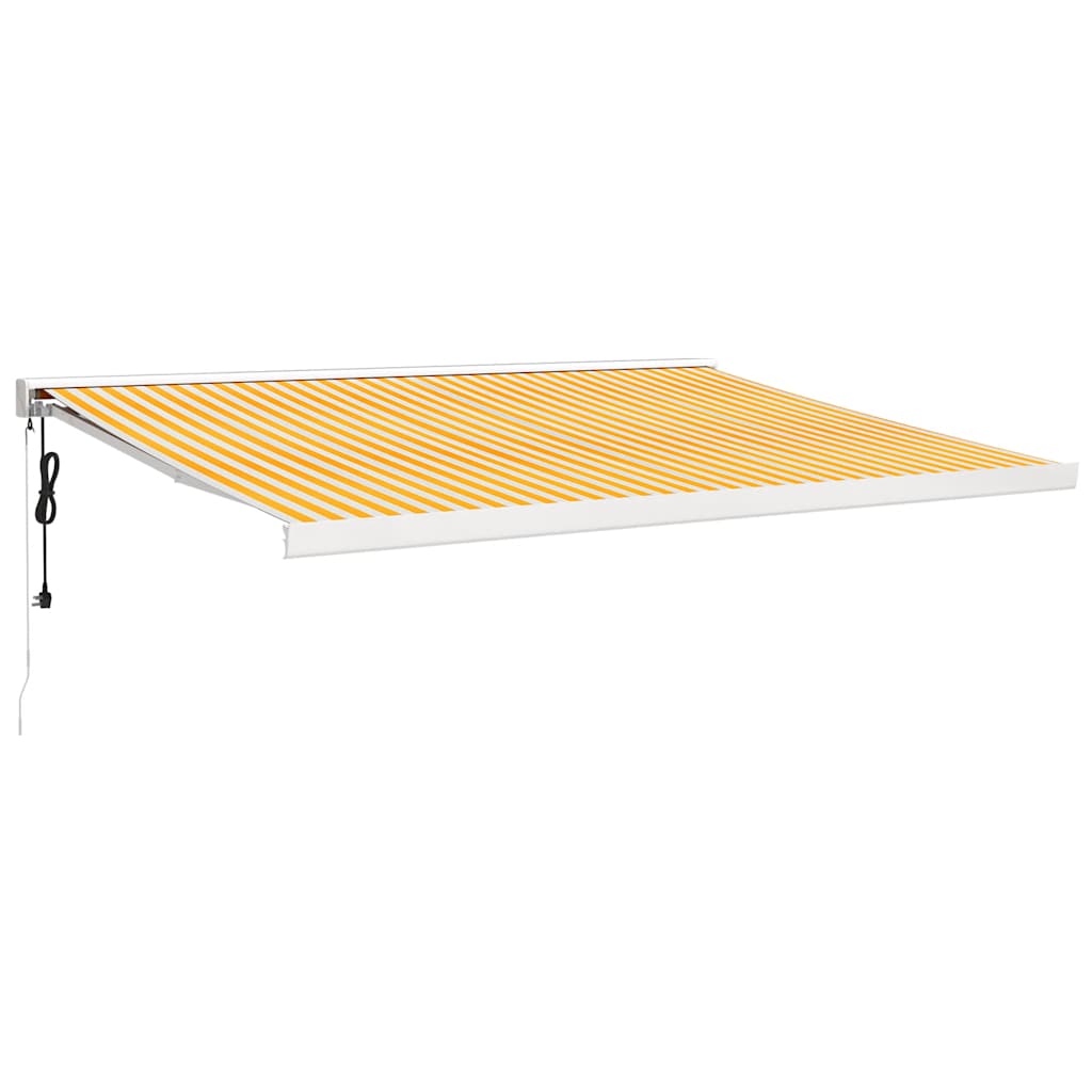 Uttrekkbar markise gul og hvit 4x3 m stoff og aluminium
