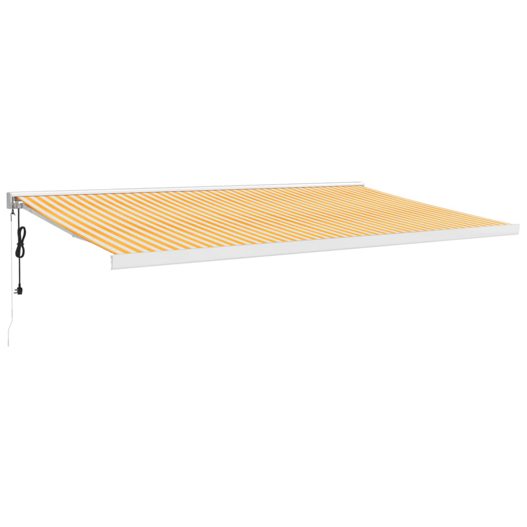 Uttrekkbar markise gul og hvit 5x3 m stoff og aluminium