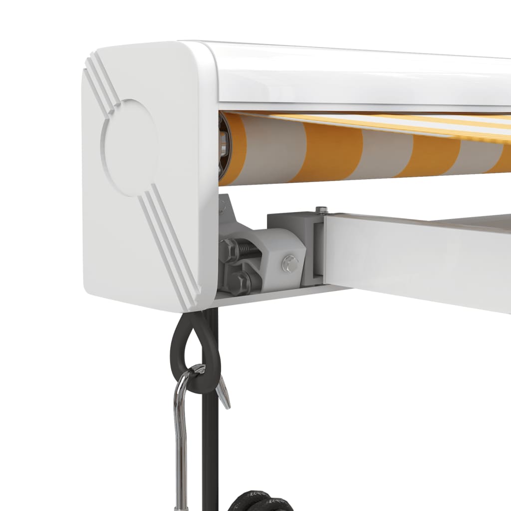 Uttrekkbar markise gul og hvit 5x3 m stoff og aluminium
