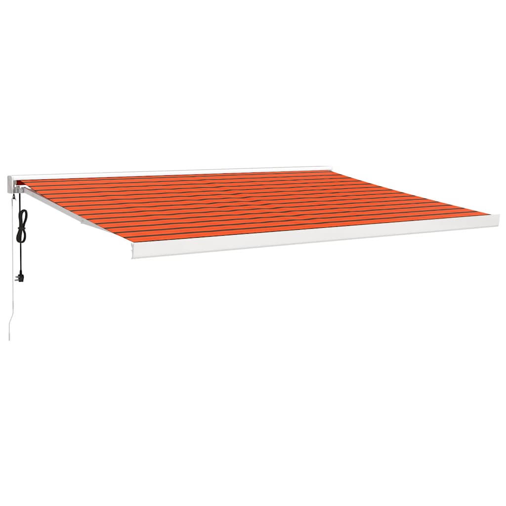 Uttrekkbar markise oransje og brun 4,5x3 m stoff og aluminium