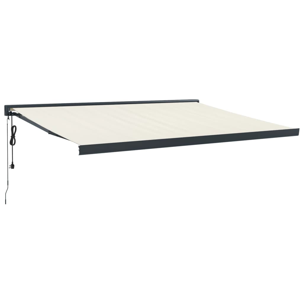 Uttrekkbar markise kremhvit 4x3 m stoff og aluminium