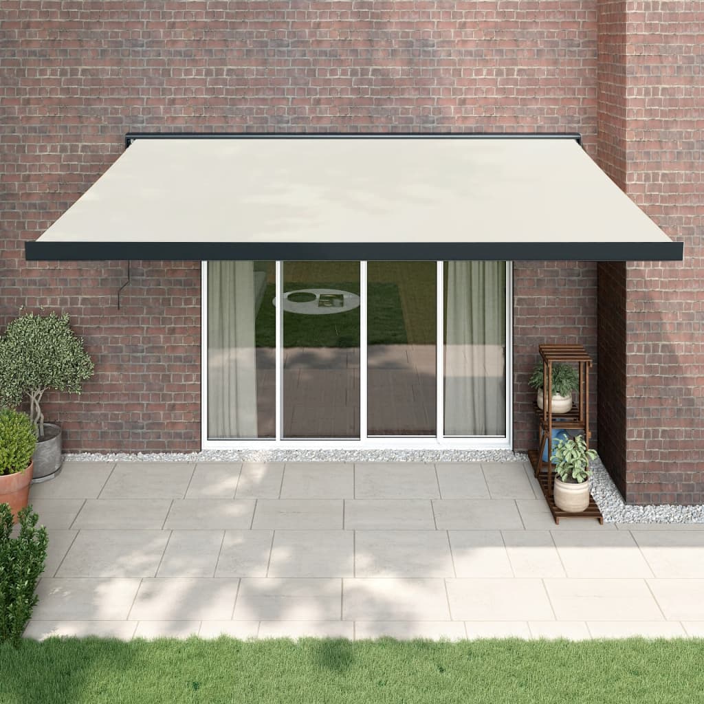 Uttrekkbar markise kremhvit 4x3 m stoff og aluminium