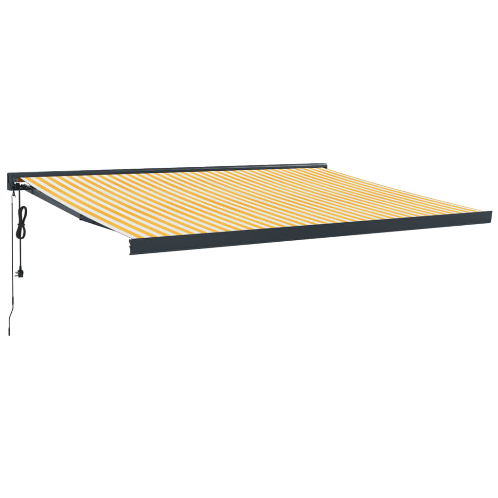 Uttrekkbar markise gul og hvit 4,5x3 m stoff og aluminium