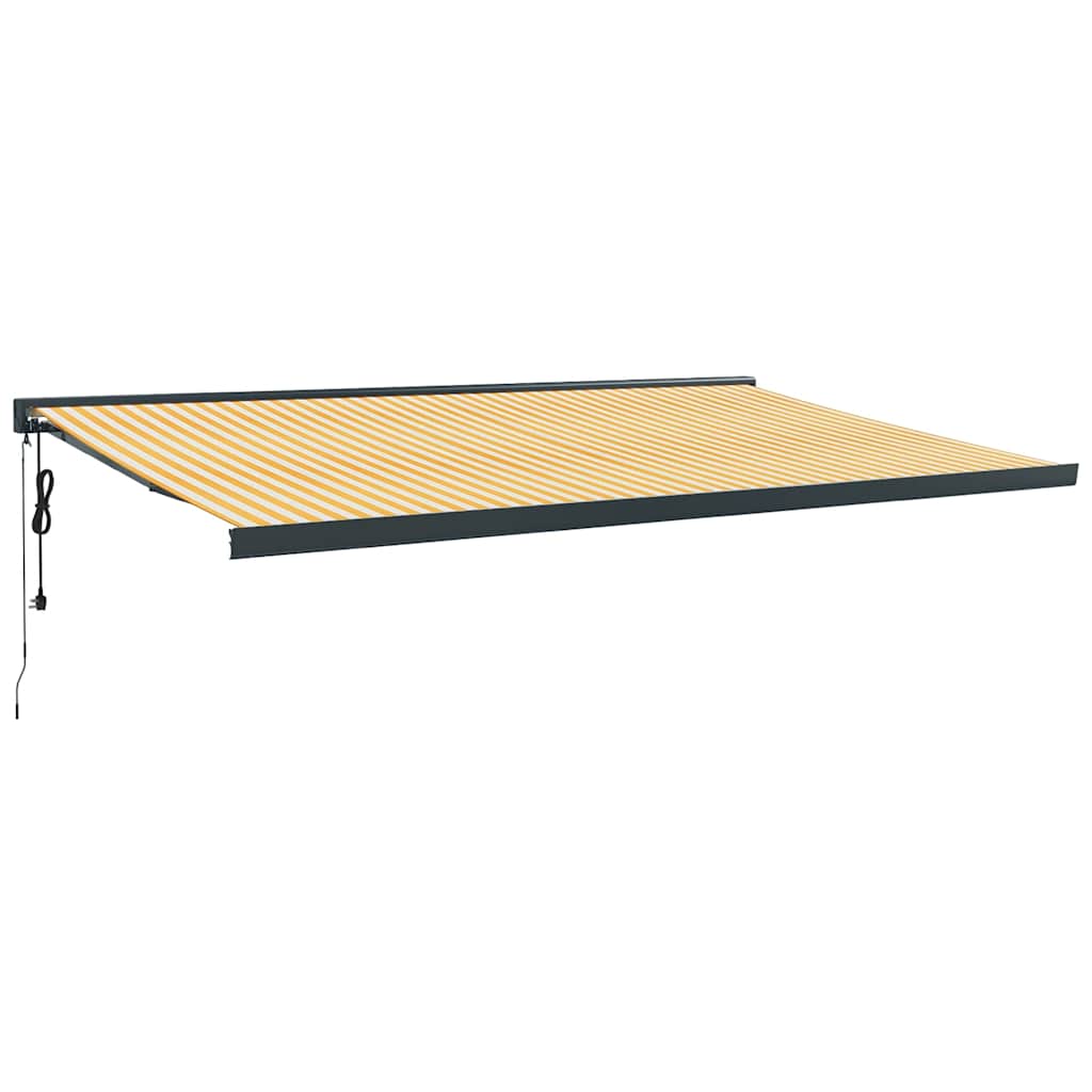 Uttrekkbar markise gul og hvit 5x3 m stoff og aluminium