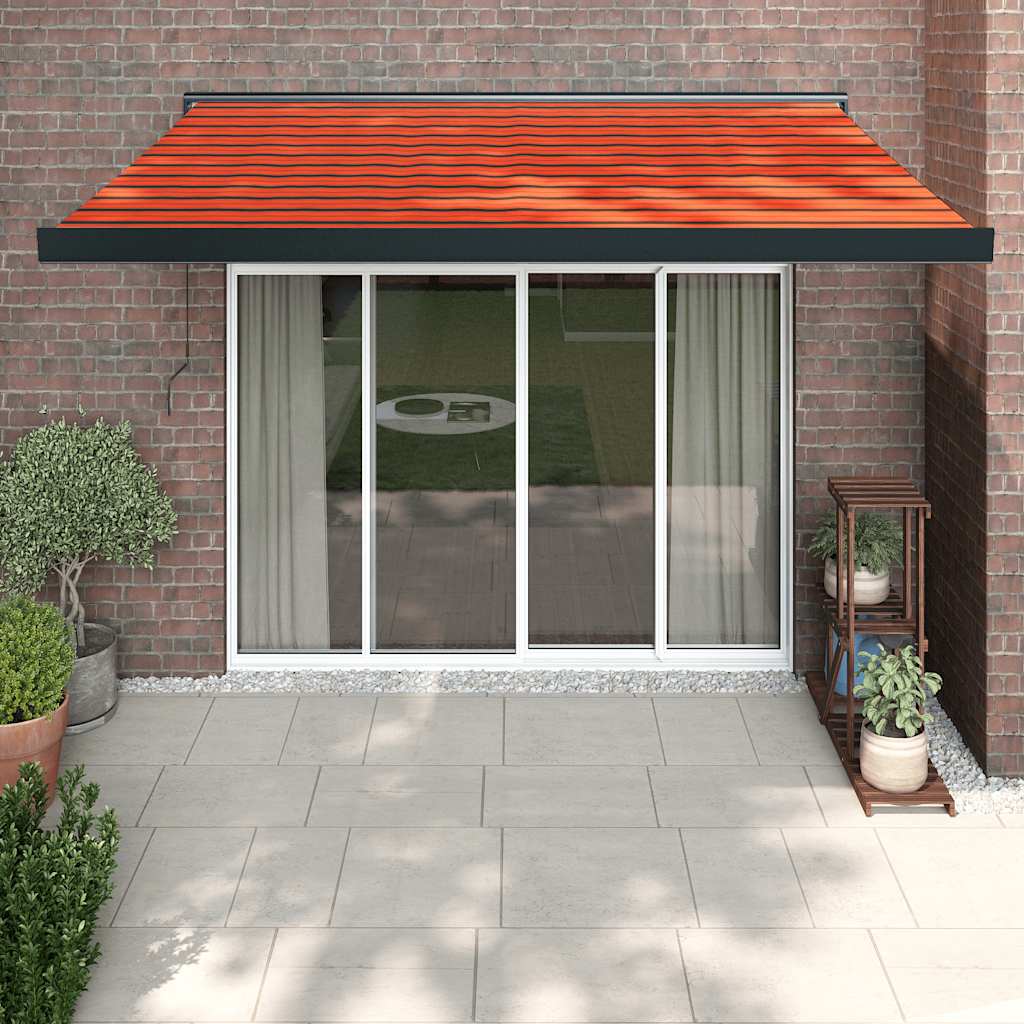 Uttrekkbar markise oransje og brun 3x2,5 m stoff og aluminium