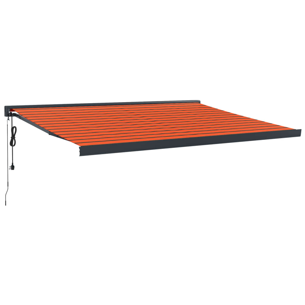Uttrekkbar markise oransje og brun 4,5x3 m stoff og aluminium