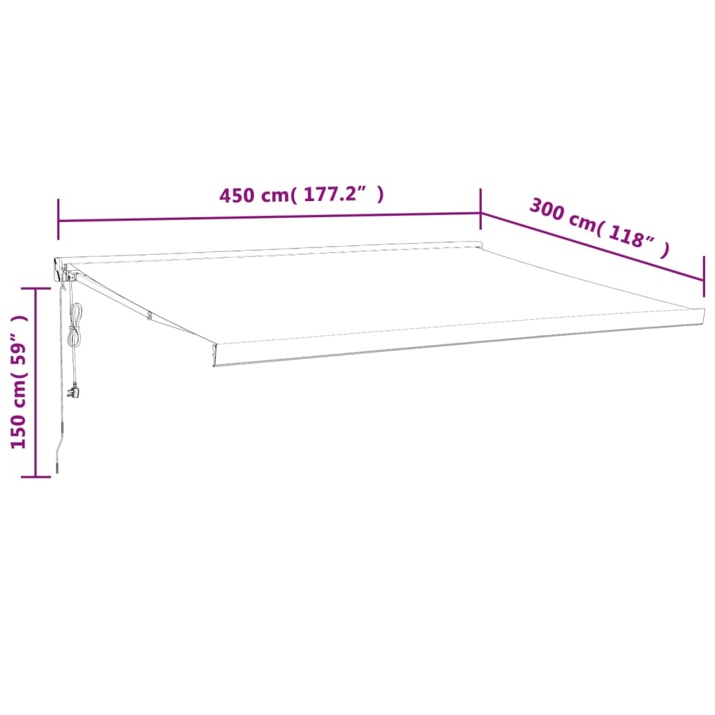 Uttrekkbar markise oransje og brun 4,5x3 m stoff og aluminium