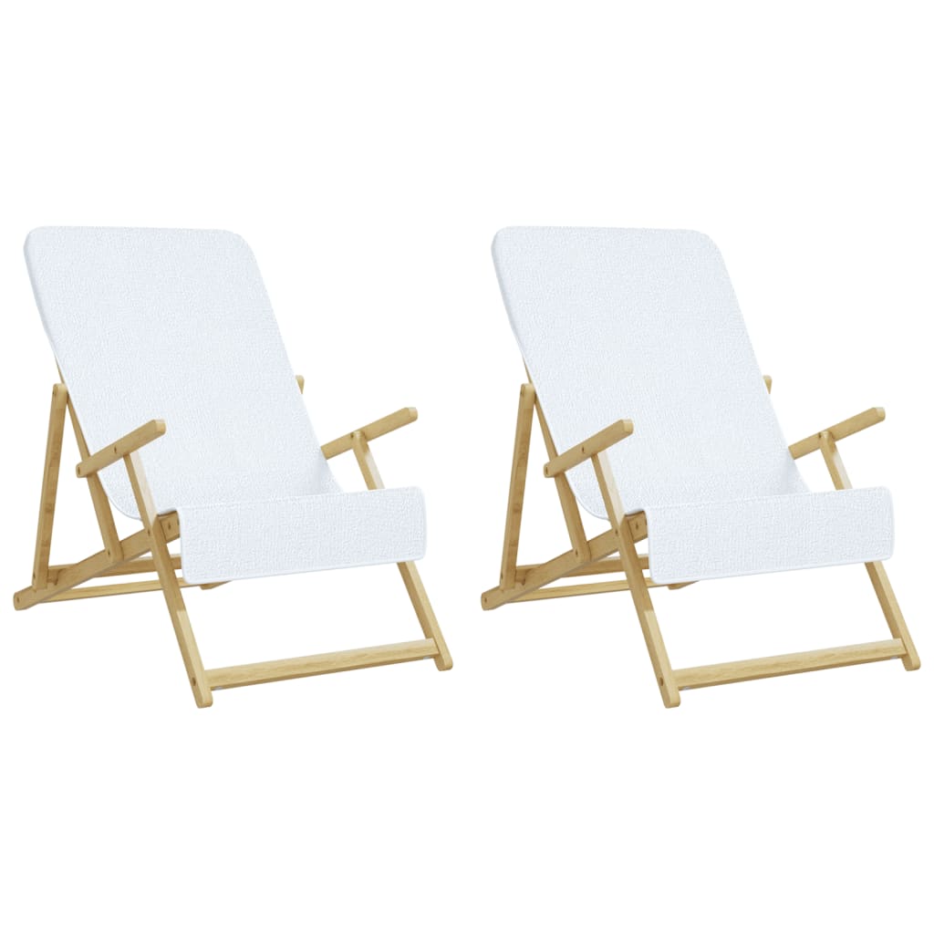 Strandhåndklær 2 stk hvit 60x135 cm stoff 400 GSM