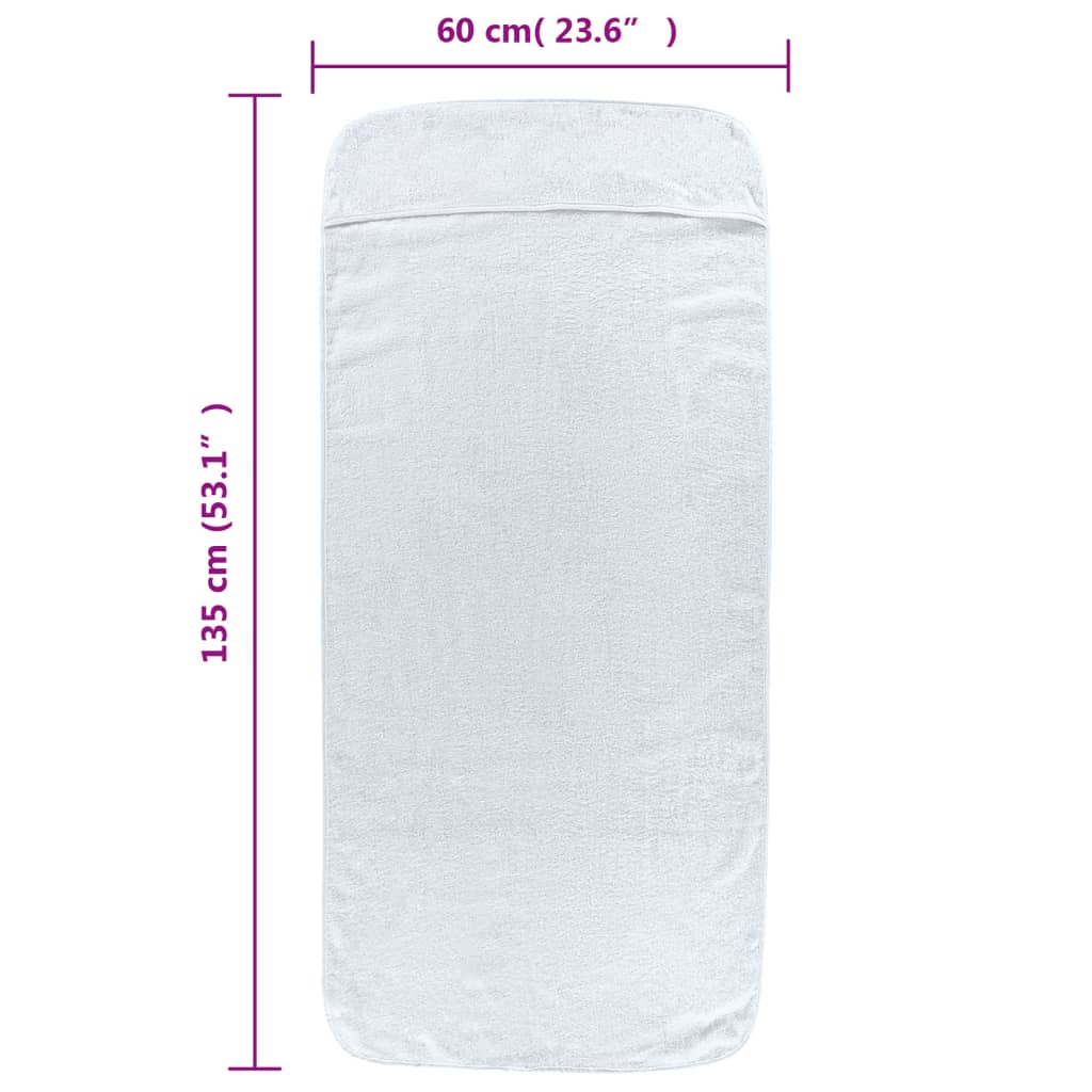 Strandhåndklær 2 stk hvit 60x135 cm stoff 400 GSM