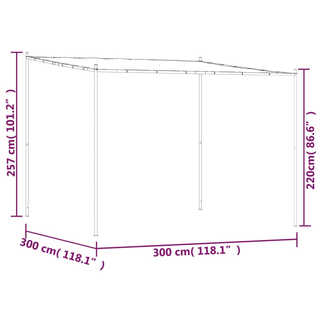 Festtelt hvit 3x3 m 180 g/m² stoff og stål