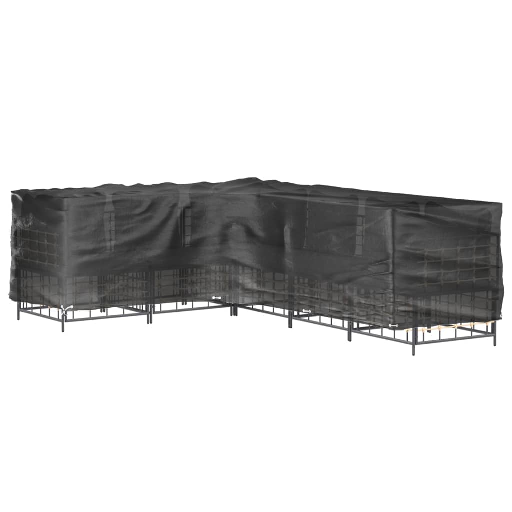 L-formet hagemøbeltrekk 18 maljer 285x220x80 cm