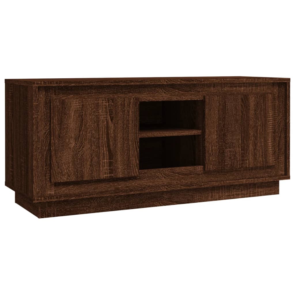Tv-Benk Brun Eik 102X35X45 Cm Konstruert Tre
