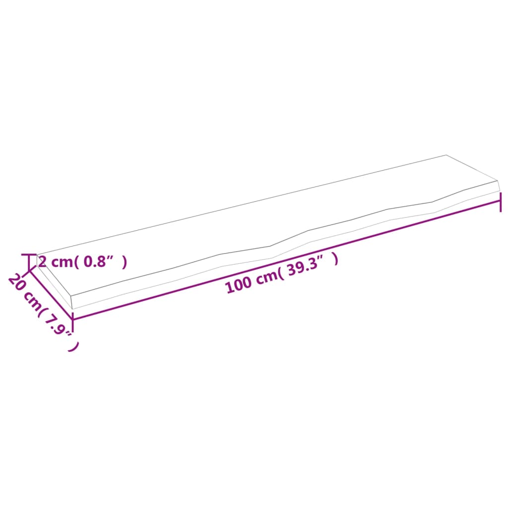 Vegghylle Lysebrun 100X20X2 Cm Behandlet Heltre Eik