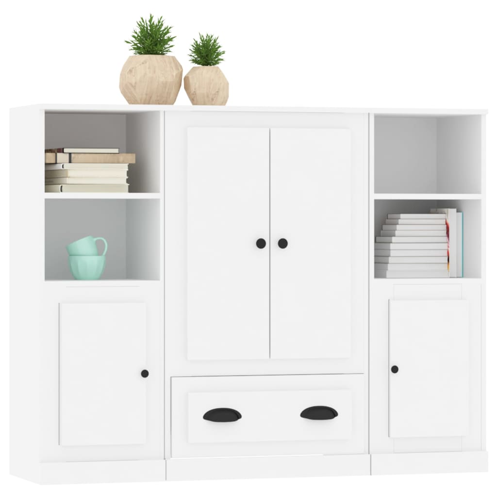 Highboards 3 Stk Hvit Konstruert Tre
