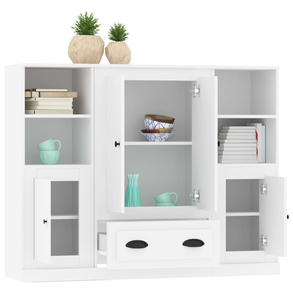 Highboards 3 Stk Hvit Konstruert Tre