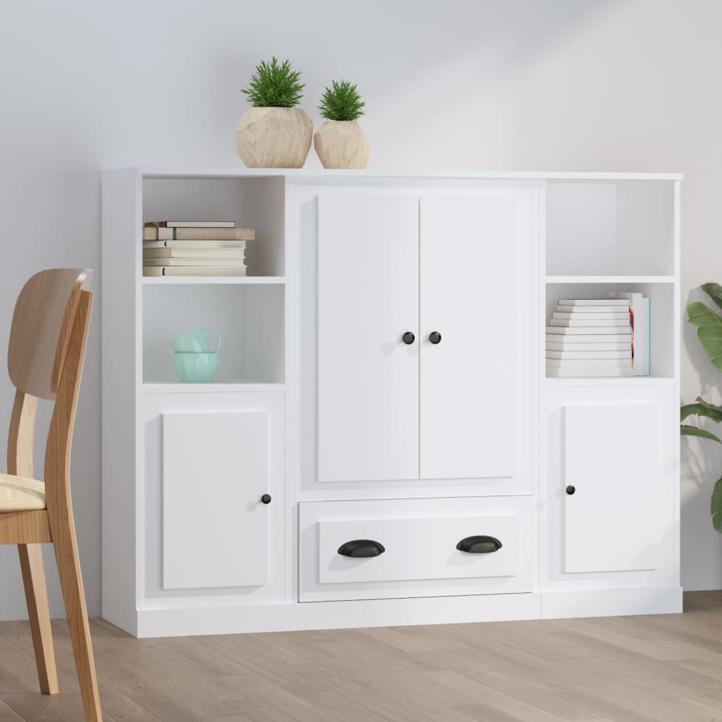 Highboards 3 Stk Hvit Konstruert Tre