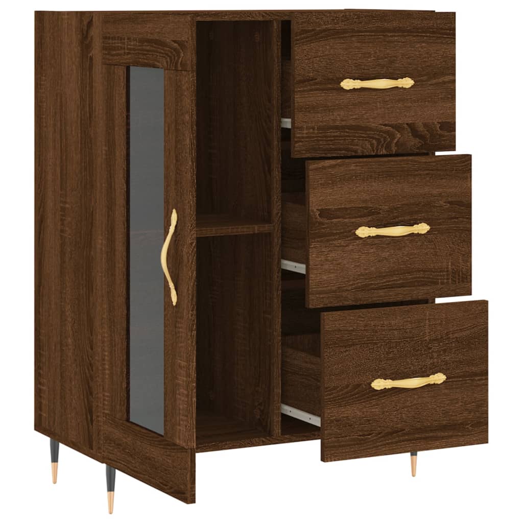 Skjenk Brun Eik 69,5X34X90 Cm Konstruert Tre