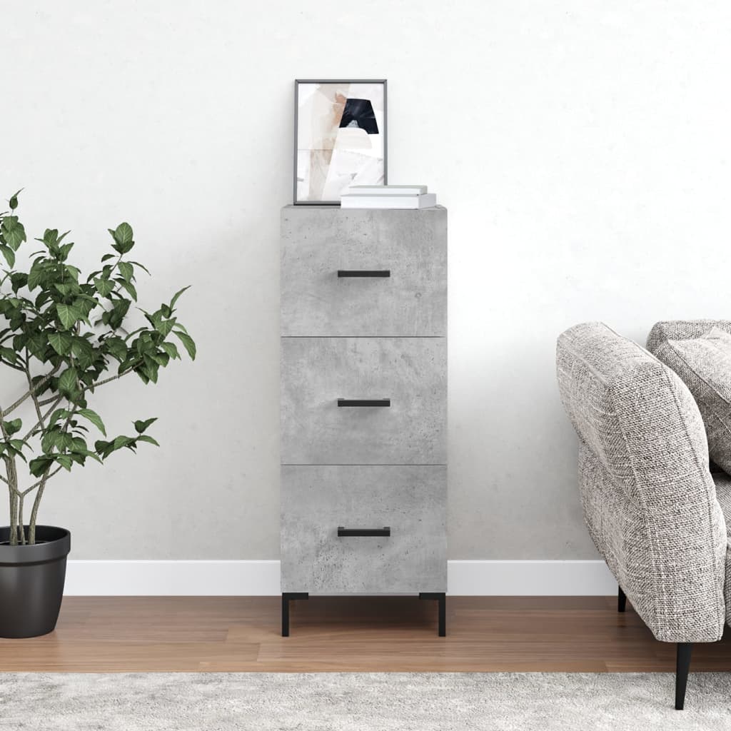 Skjenk Betonggrå 34,5X34X90 Cm Konstruert Tre