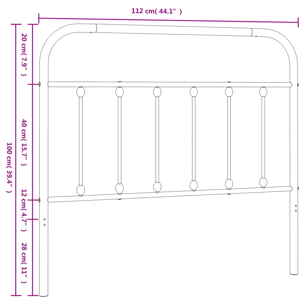 Sengegavl I Metall Hvit 107 Cm