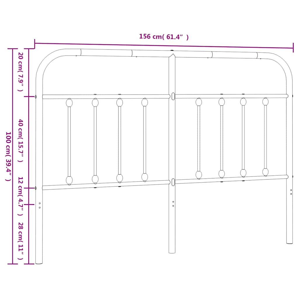 Sengegavl I Metall Hvit 150 Cm
