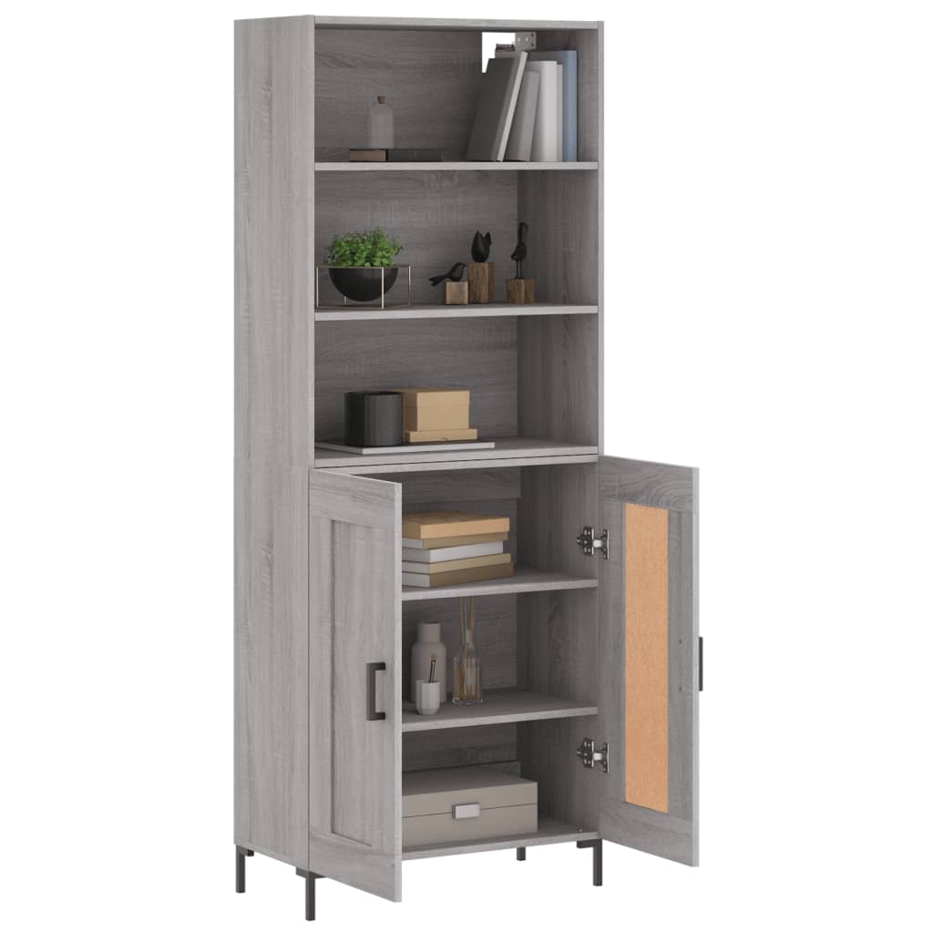 Highboard Grå Sonoma 69,5X34X180 Cm Konstruert Tre