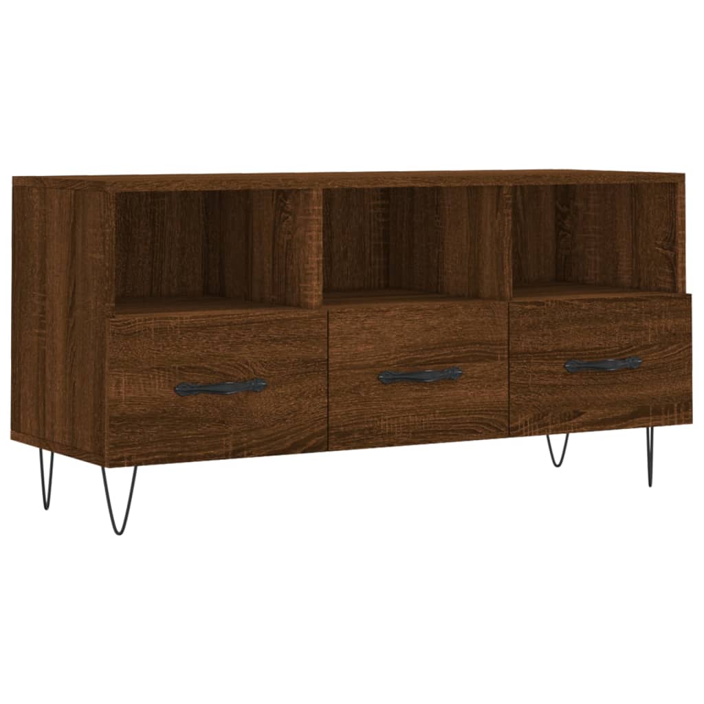 Tv-Benk Brun Eik 102X36X50 Cm Konstruert Tre