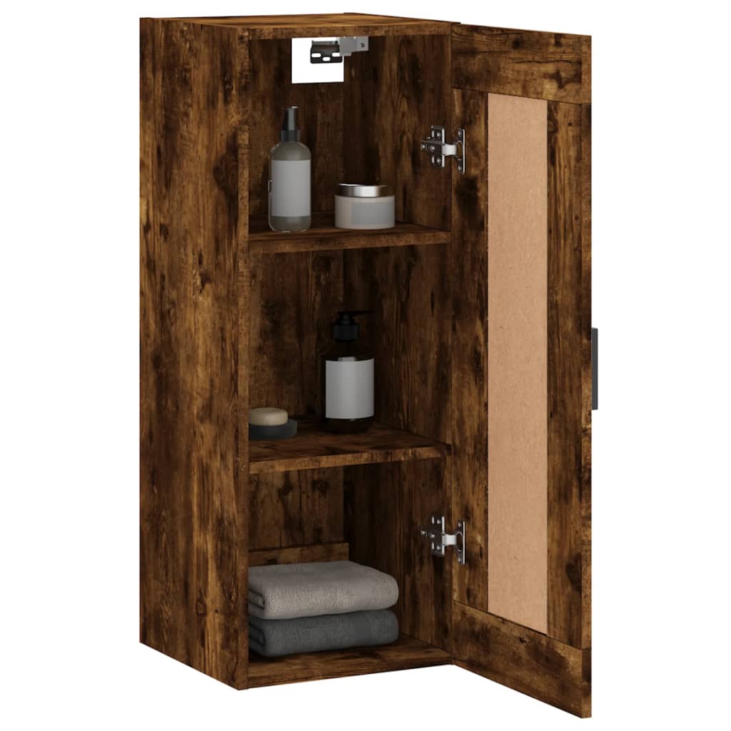 Veggskap Røkt Eik 34,5X34X90 Cm Konstruert Tre