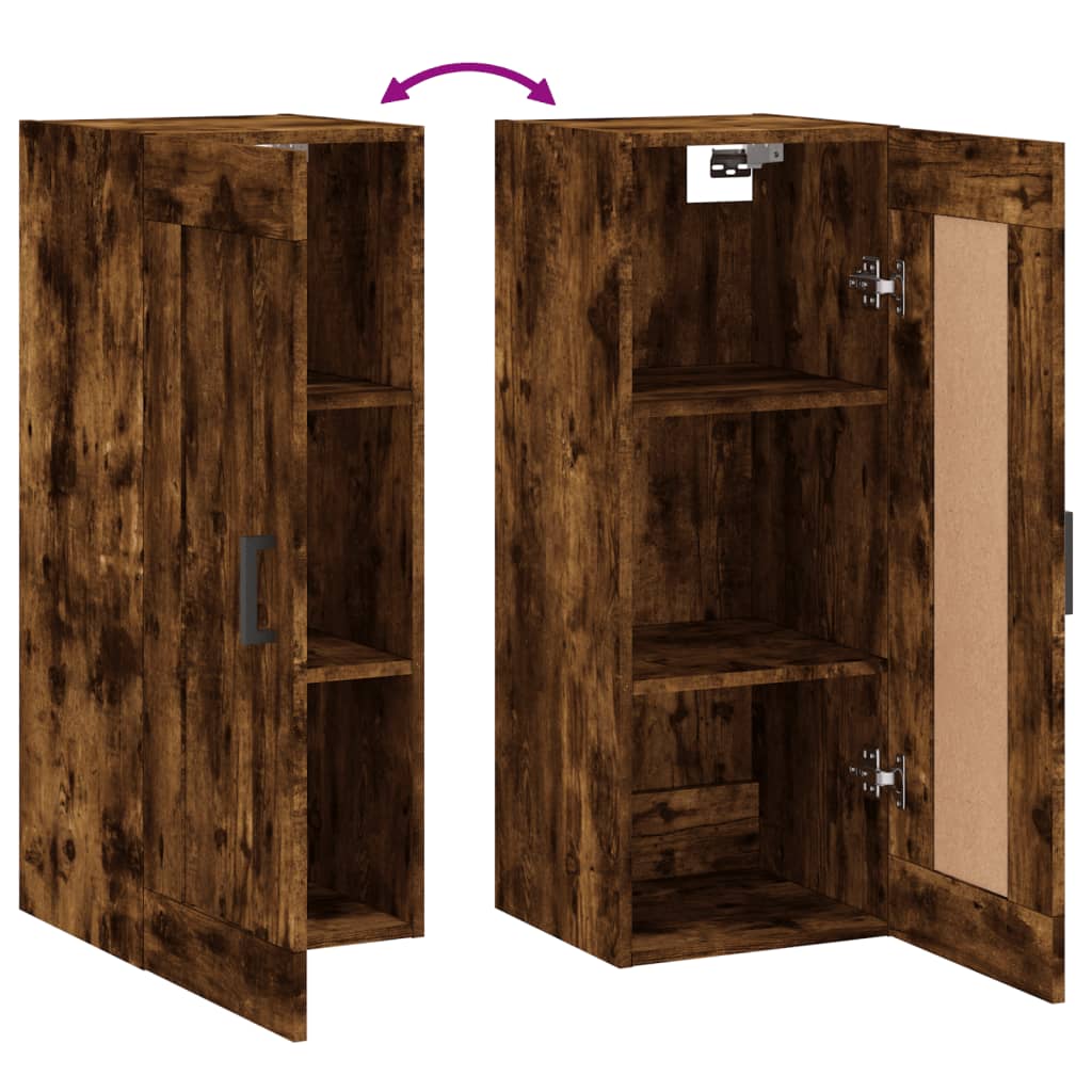Veggskap Røkt Eik 34,5X34X90 Cm Konstruert Tre