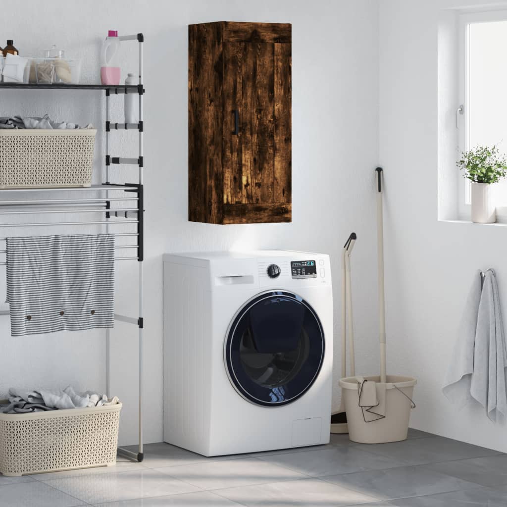 Veggskap Røkt Eik 34,5X34X90 Cm Konstruert Tre