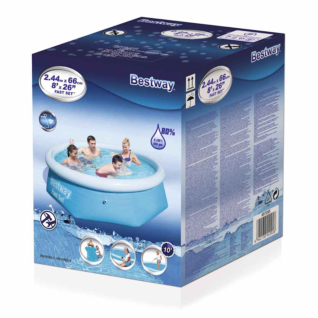 Oppblåsbart svømmebasseng Fast Set rundt 244x66 cm 57265