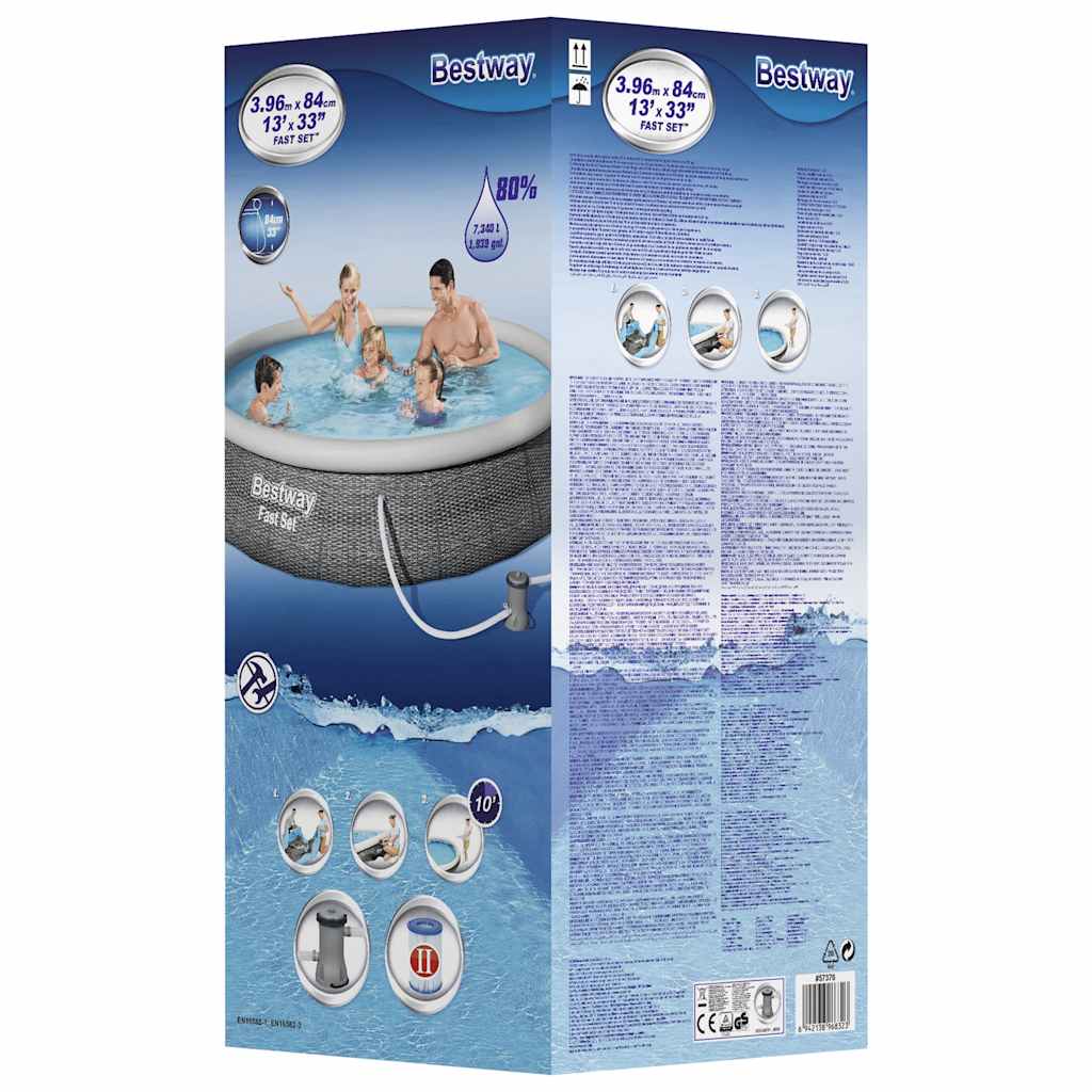 Oppblåsbart basseng Fast Set med pumpe 396x84 cm