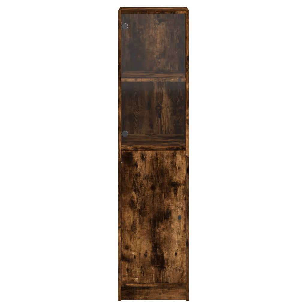 Highboard Med Glassdør Røkt Eik 35X37X142 Cm