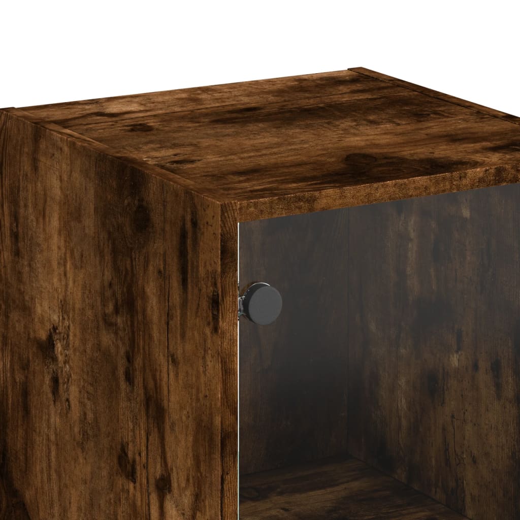 Highboard Med Glassdør Røkt Eik 35X37X142 Cm