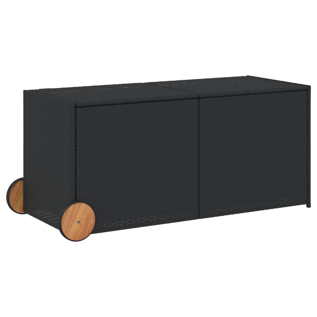 Putekasse med hjul svart 283L cm polyrotting