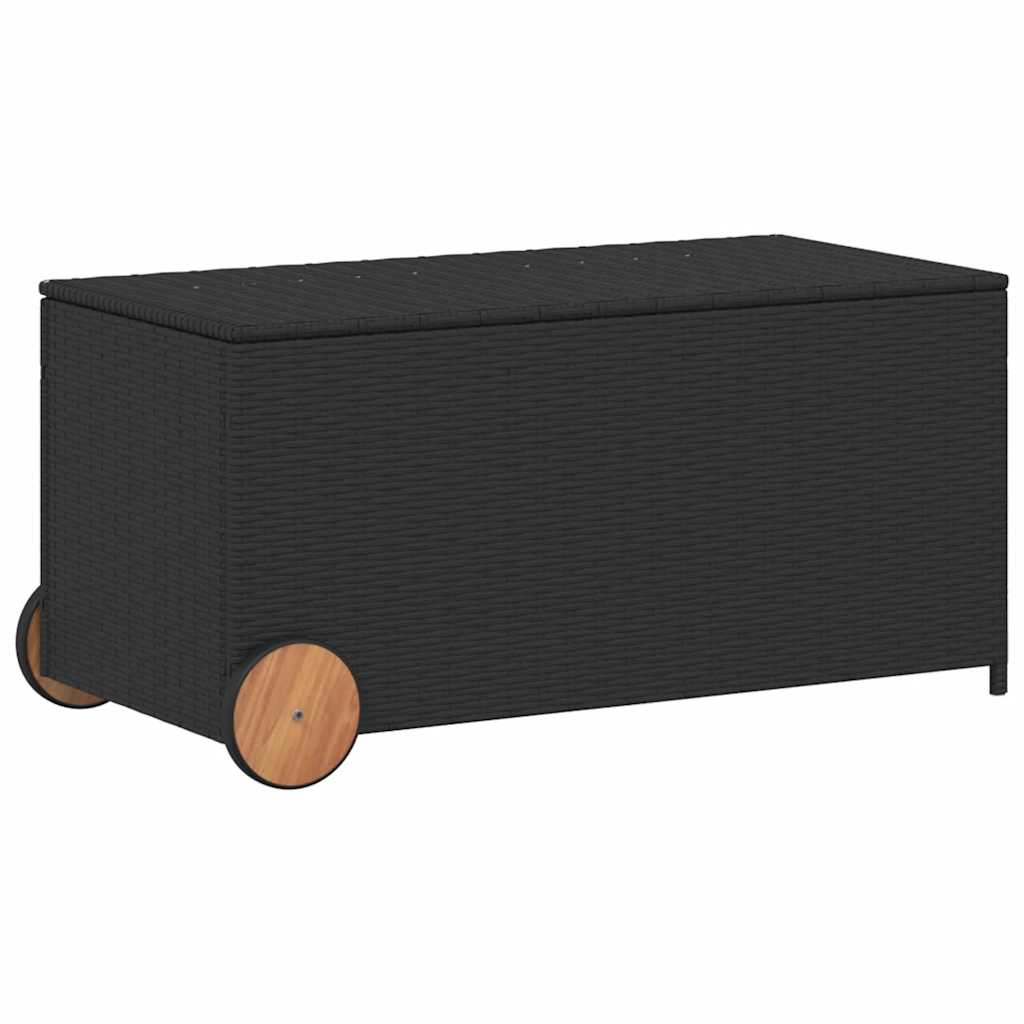 Putekasse med hjul svart 190L cm polyrotting