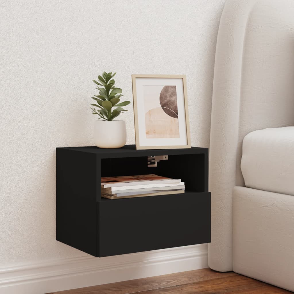 Vegghengt Tv-Benk Svart 40X30X30 Cm Konstruert Tre