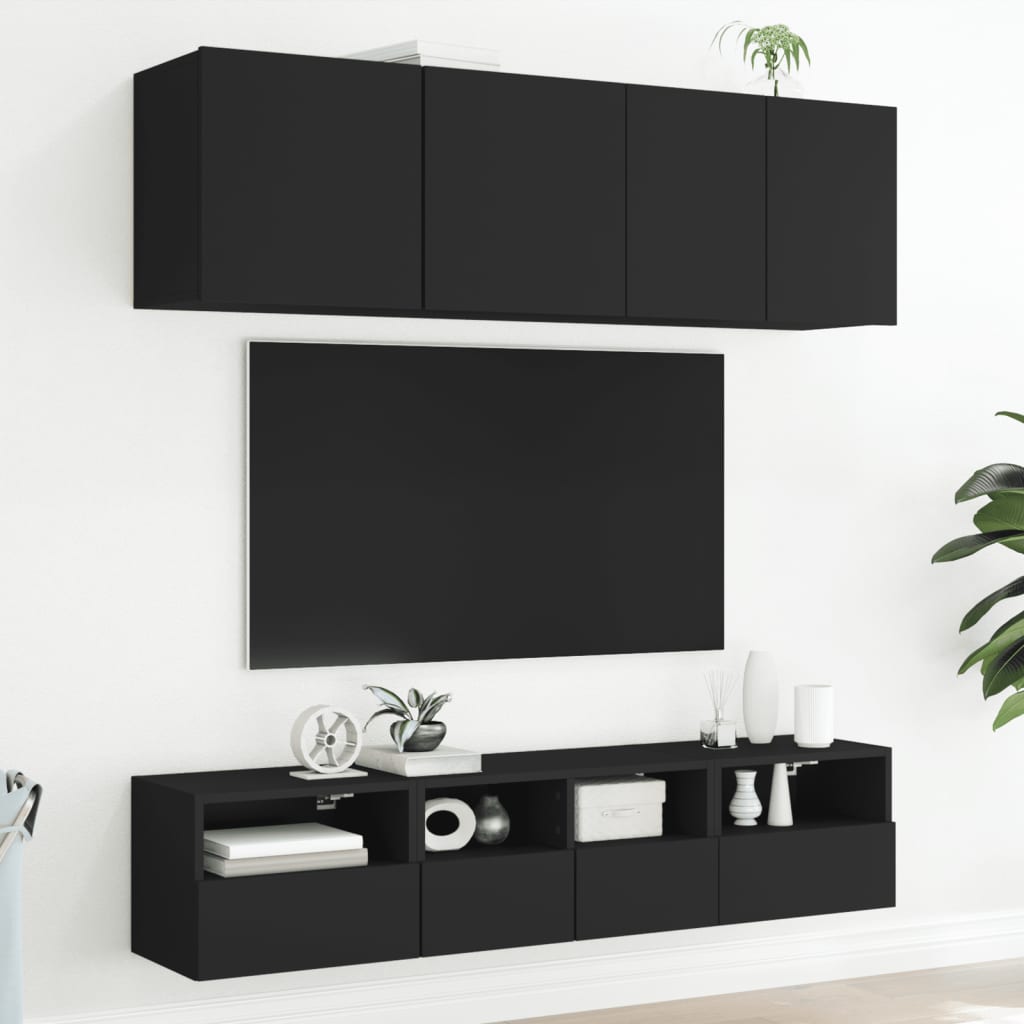 Vegghengt Tv-Benk Svart 40X30X30 Cm Konstruert Tre