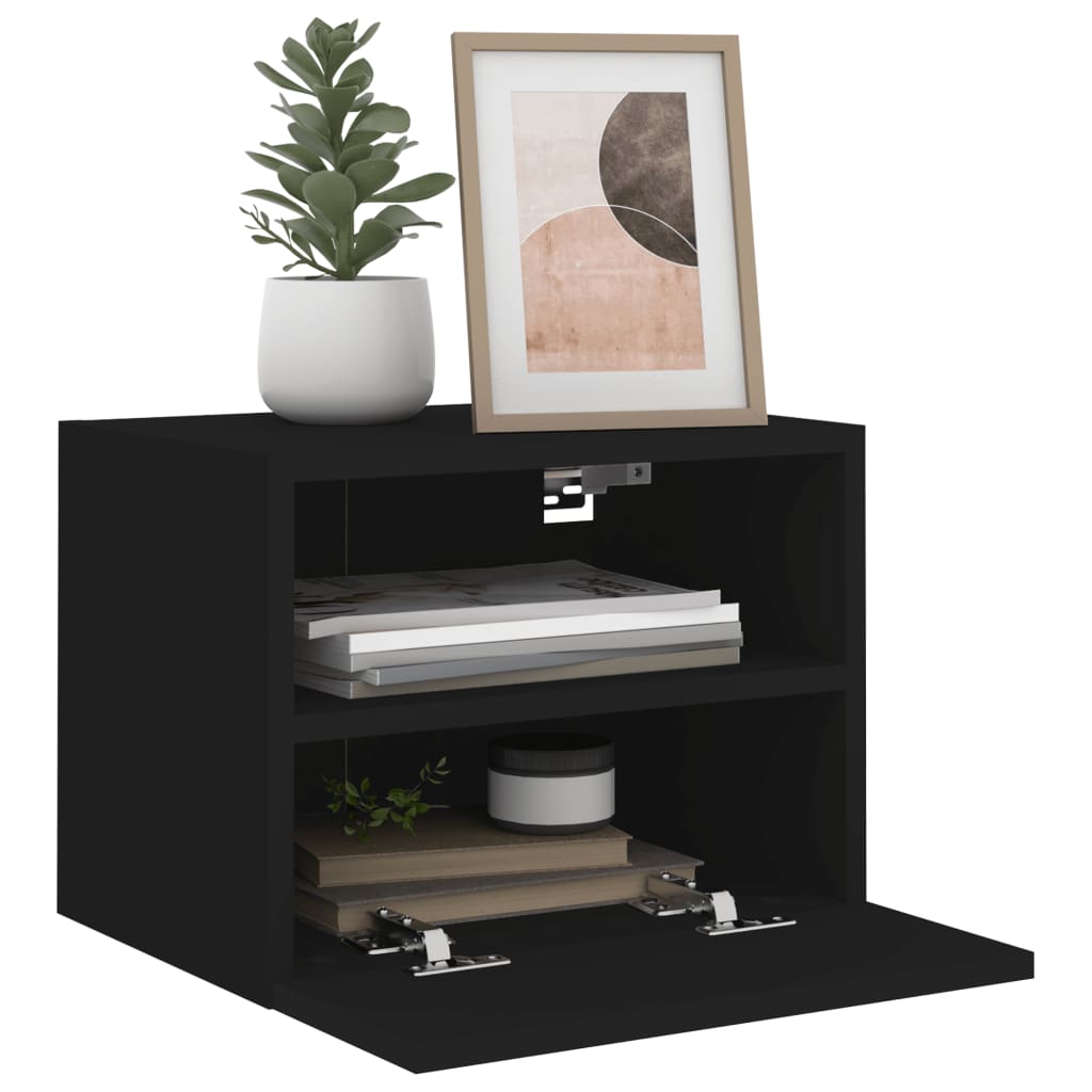 Vegghengt Tv-Benk Svart 40X30X30 Cm Konstruert Tre