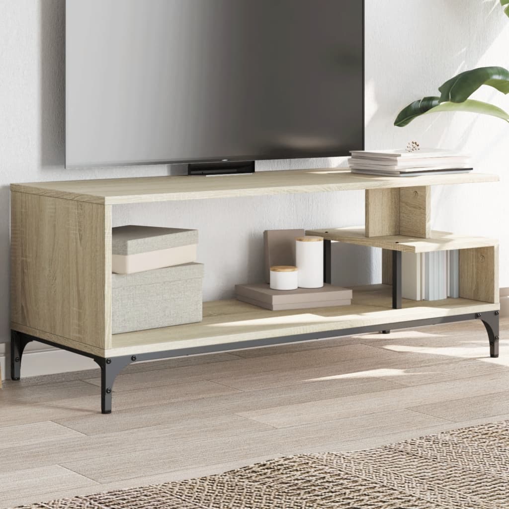 Tv-Benk Sonoma Eik 102X40X41 Konstruert Tre Pulverlakkert Stål