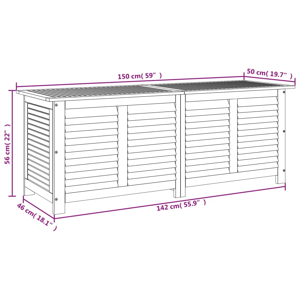 Putekasse med lameller 150x50x56 cm heltre akasie