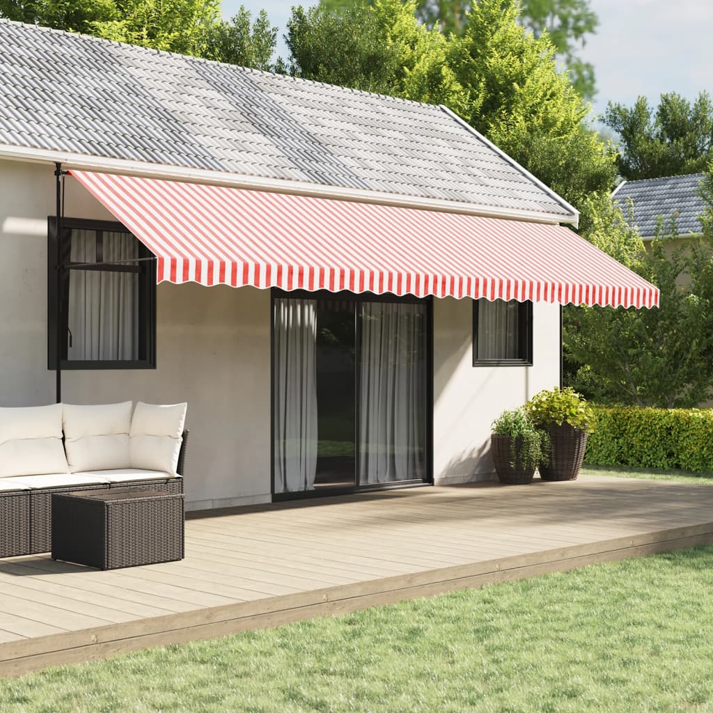 Erstatningsduk for markise rød og hvit stripe 6x3 m