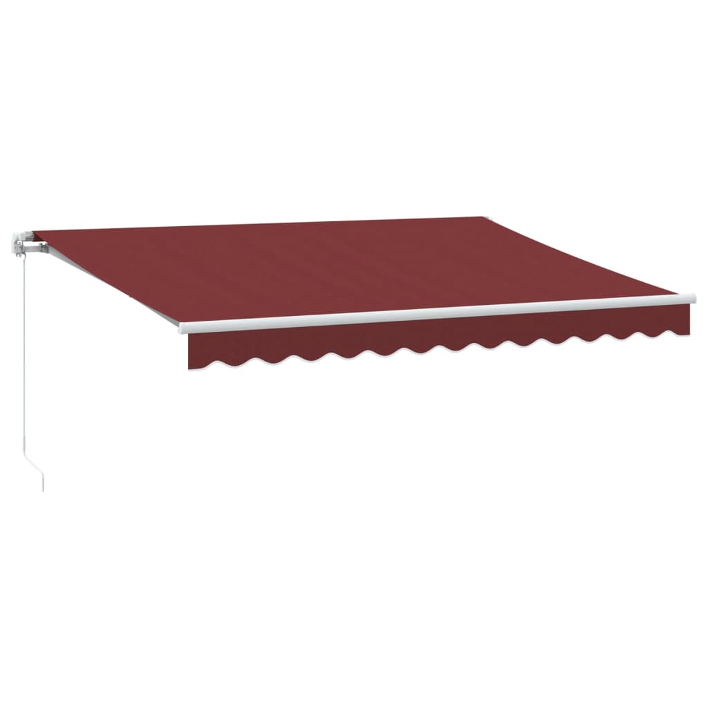 Manuell uttrekkbar markise med LED burgunder 350x250 cm