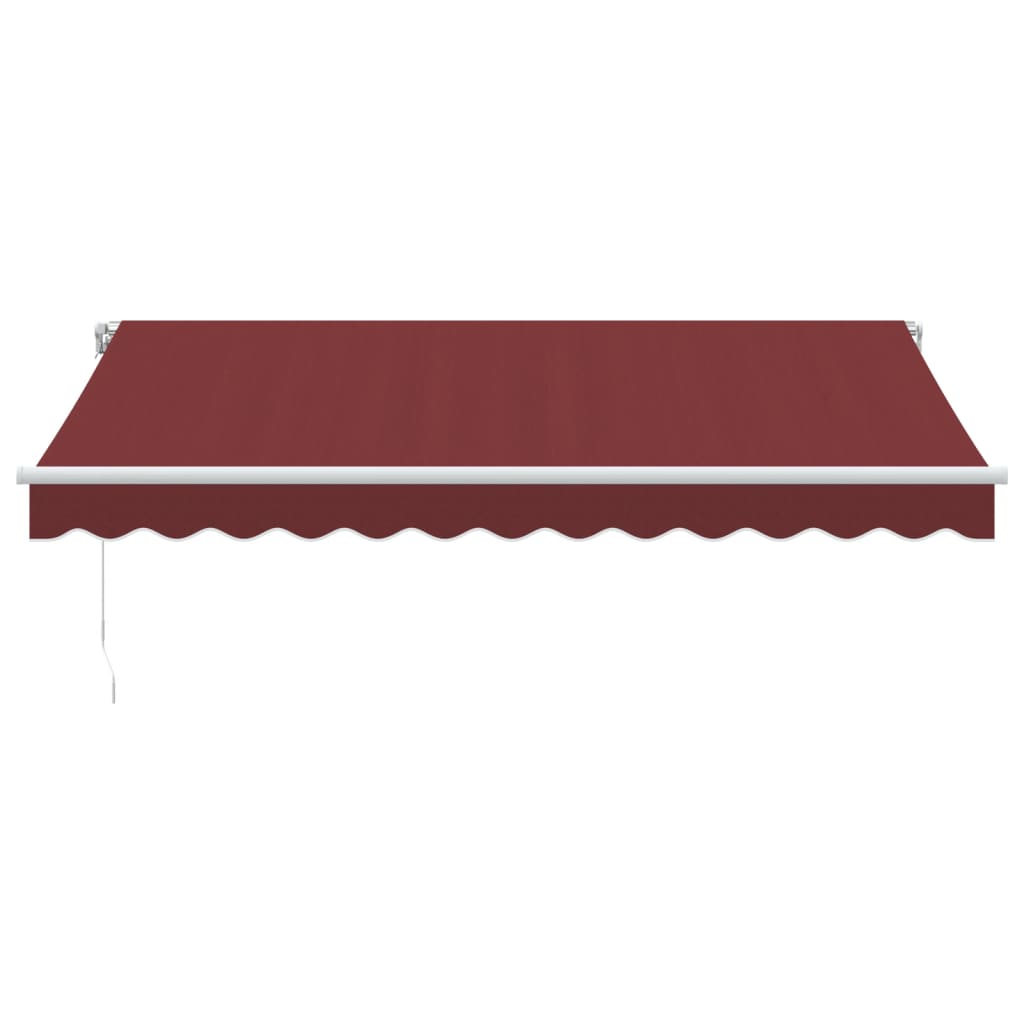 Manuell uttrekkbar markise med LED burgunder 350x250 cm
