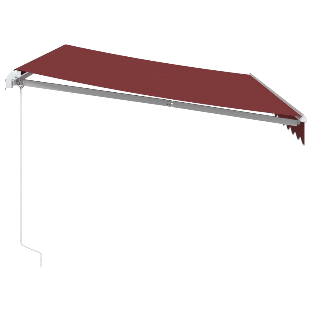 Manuell uttrekkbar markise med LED burgunder 350x250 cm