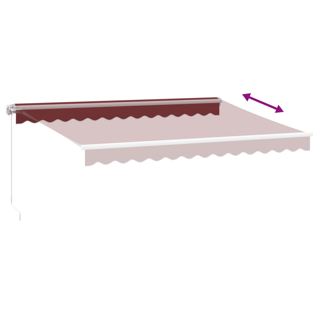 Manuell uttrekkbar markise med LED burgunder 350x250 cm