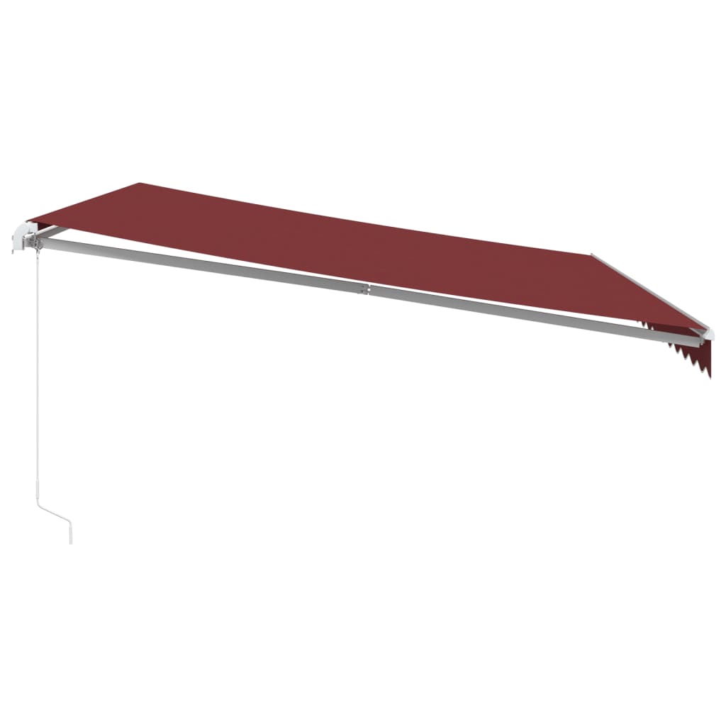 Manuell uttrekkbar markise med LED burgunder 450x300 cm