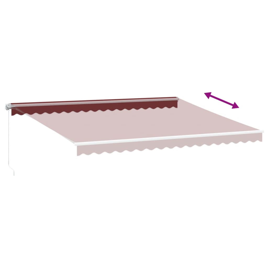 Manuell uttrekkbar markise med LED burgunder 450x300 cm
