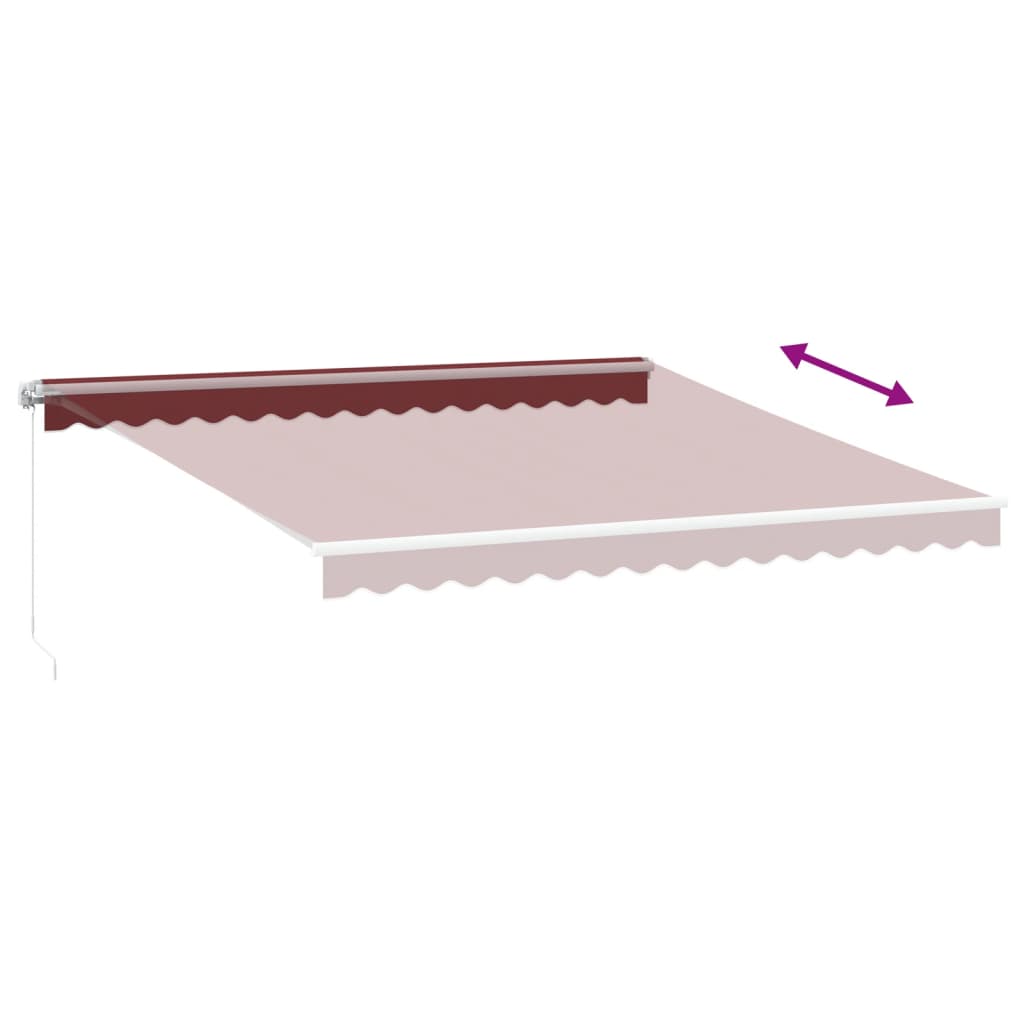 Manuell uttrekkbar markise med LED burgunder 400x350 cm